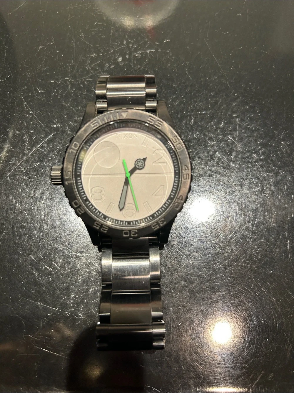 Nixon Stainless Steel Watch with Green Seconds Hand StarWars addition